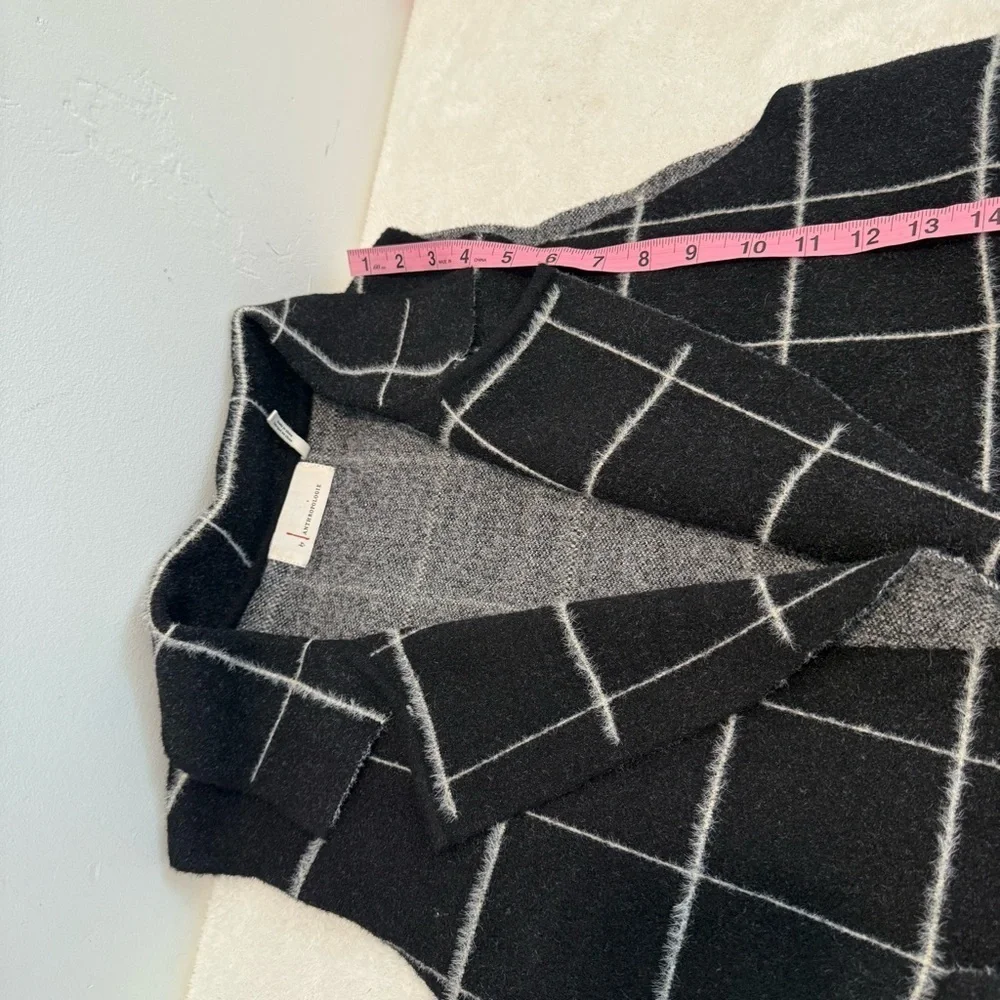 Anthropologie Quinn Windowpane Longline Duster Vest One Size OS